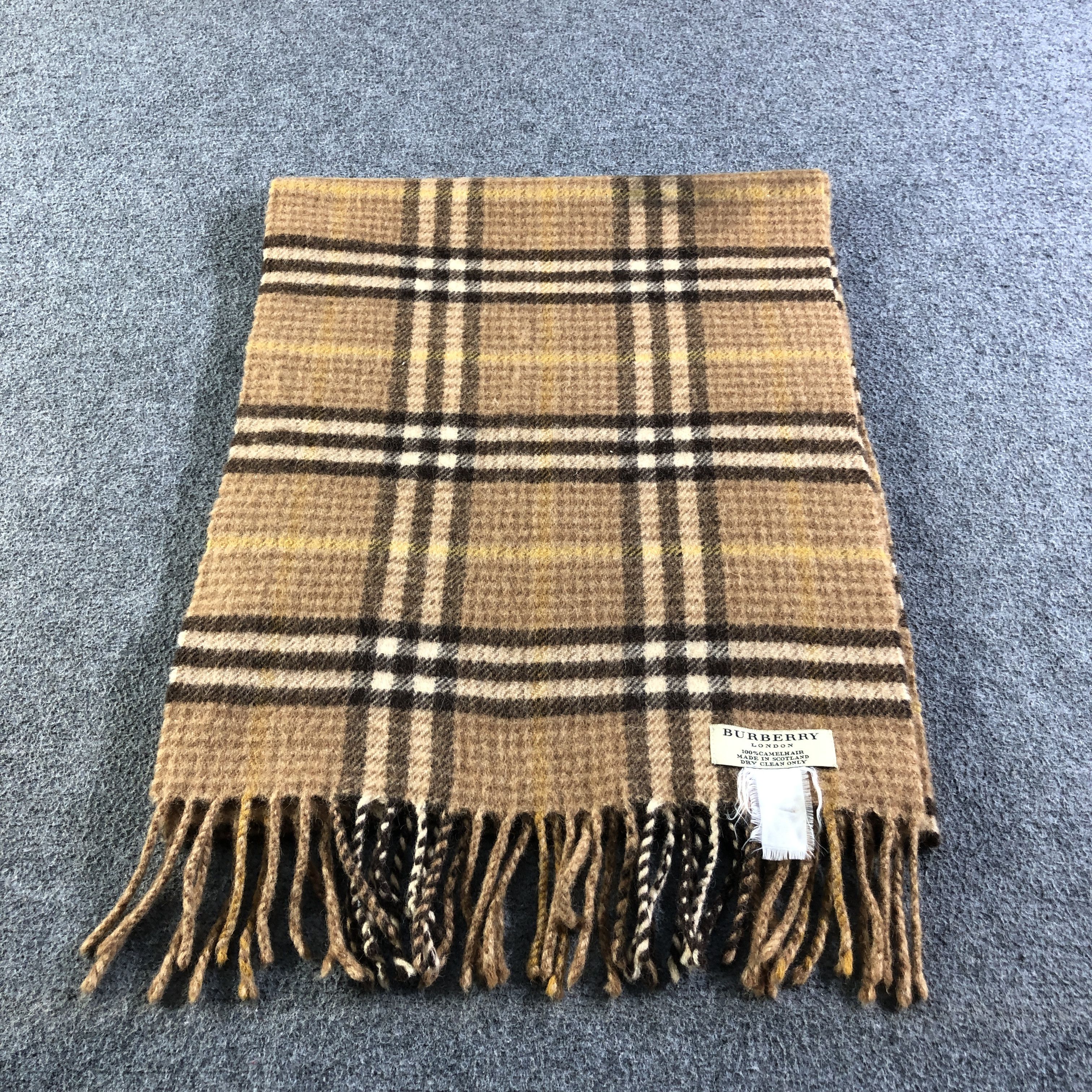Burberry Burberry Tartan Camel Hair Scarf Muffler V2684 Size ONE SIZE - 3 Thumbnail