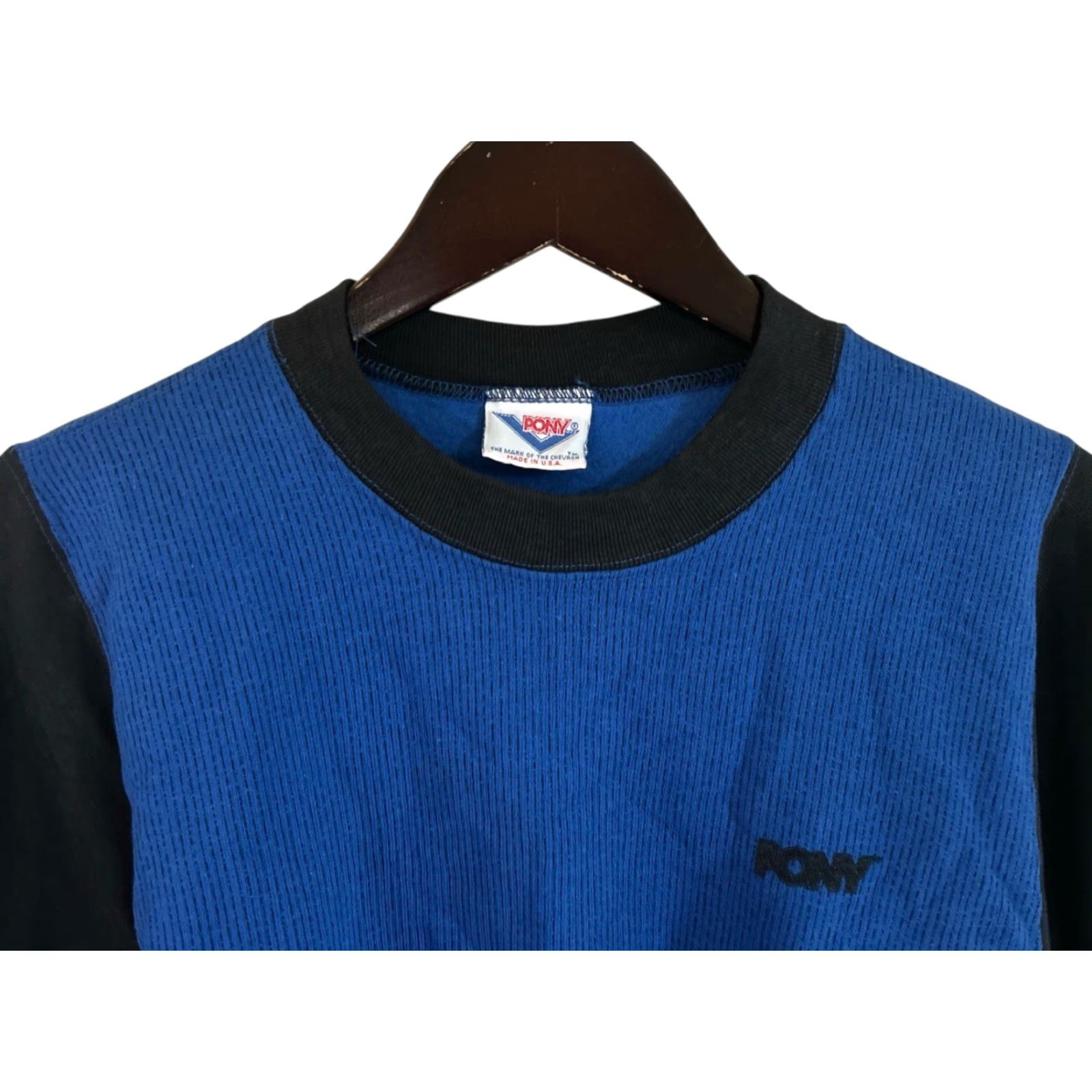 PONY VINTAGE PONY T-Shirt Mens 90s Batwing Sleeve Deadstock NWT Made in USA Blue Royal PONY Screen Print Logo Mens XL, 90s, Activewear Size US XL / EU 56 / 4 - 4 Thumbnail