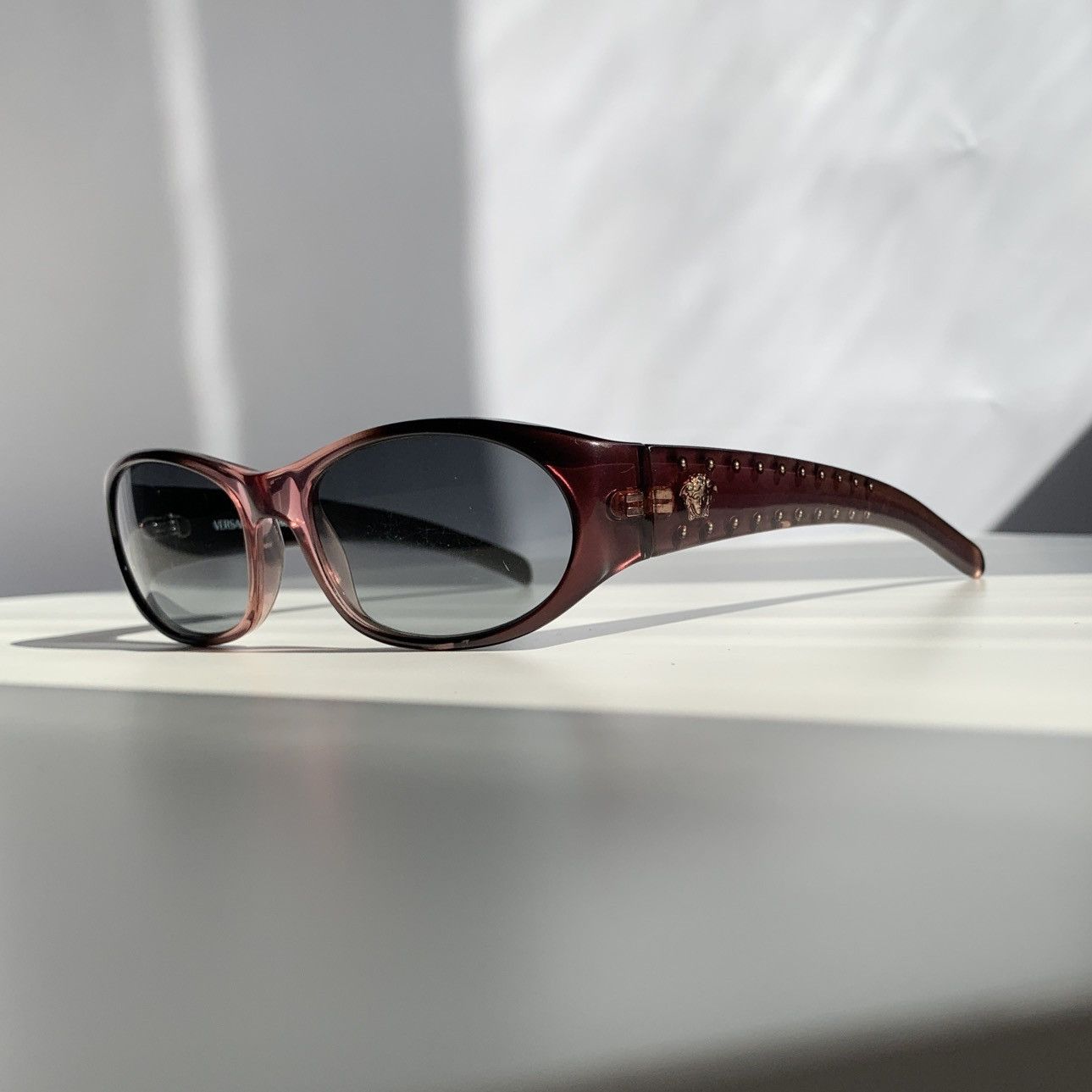 Versace Versace Oval Purple Sunglasses MOD. 435 Size ONE SIZE - 2 Thumbnail