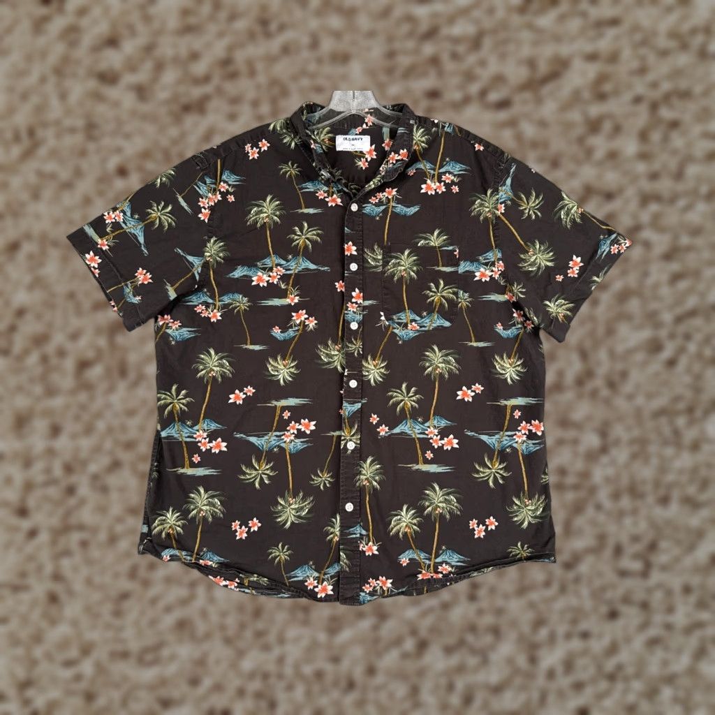 Old Navy VINTAGE Old Navy Shirt Men XL Black Floral Button-Up Cotton Blend Hawaiian Size US XL / EU 56 / 4 - 1 Thumbnail