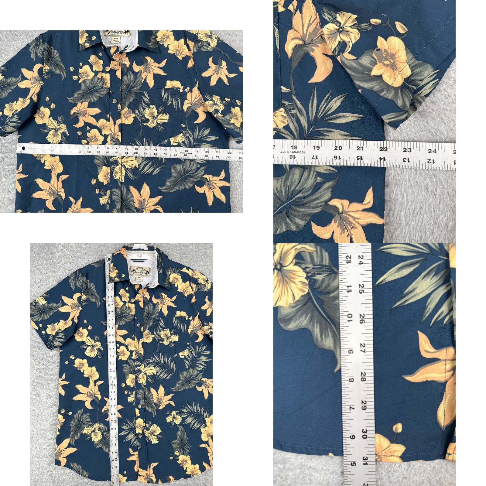 Lapointe Seapointe Shirt Men Medium Blue Yellow Floral Button-Up Hawaiian Size US M / EU 48-50 / 2 - 8 Thumbnail