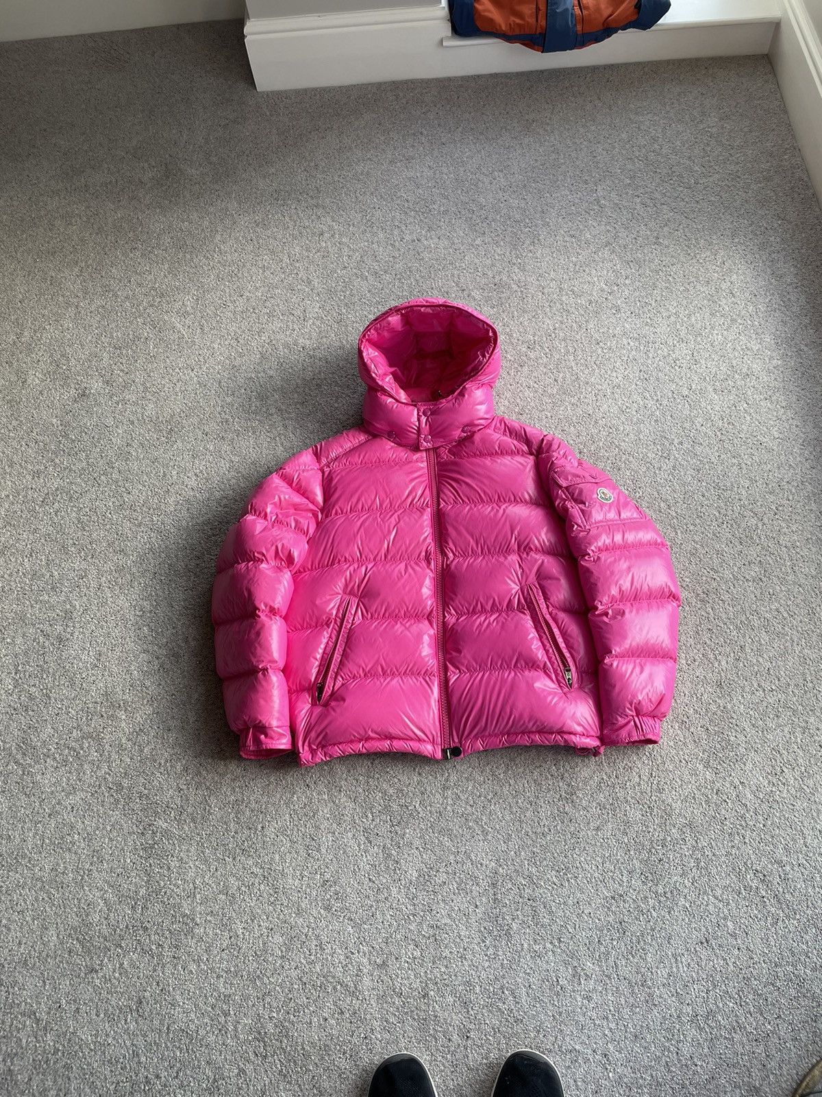 image of Pink Moncler Maya Puffer Jacket, Men's (Size XL)