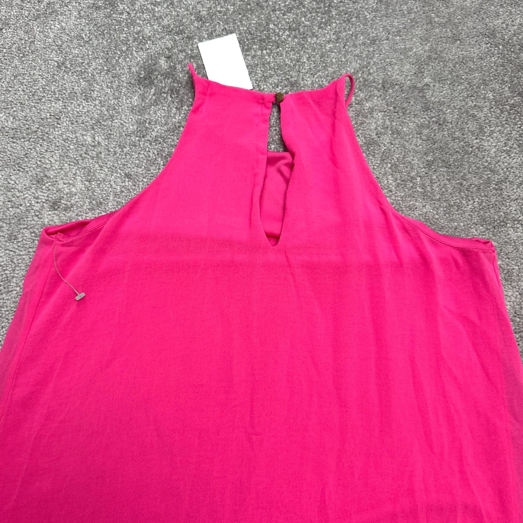 Vintage Meghan Dress Womens Medium Pink Lined Chiffon Polyester Halter Mini Tank Slip Solid Size M / US 6-8 / IT 42-44 - 3 Thumbnail