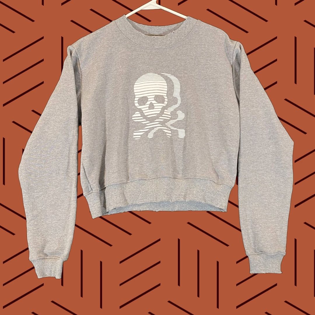 Vintage VINTAGE SoulCycle Women's Crop Top Long Sleeve Gray Skull Cycling T-Shirt Athletic Fitness Size M / US 6-8 / IT 42-44 - 1 Thumbnail
