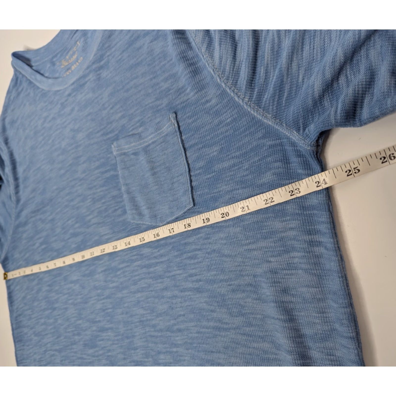 Lucky Brand Lucky Brand Tee Shirt - Men's XL Crew Neck Long Sleeve Blue Pocket Burnout 100% Cotton/Polyester Shirt Size US XL / EU 56 / 4 - 6 Thumbnail