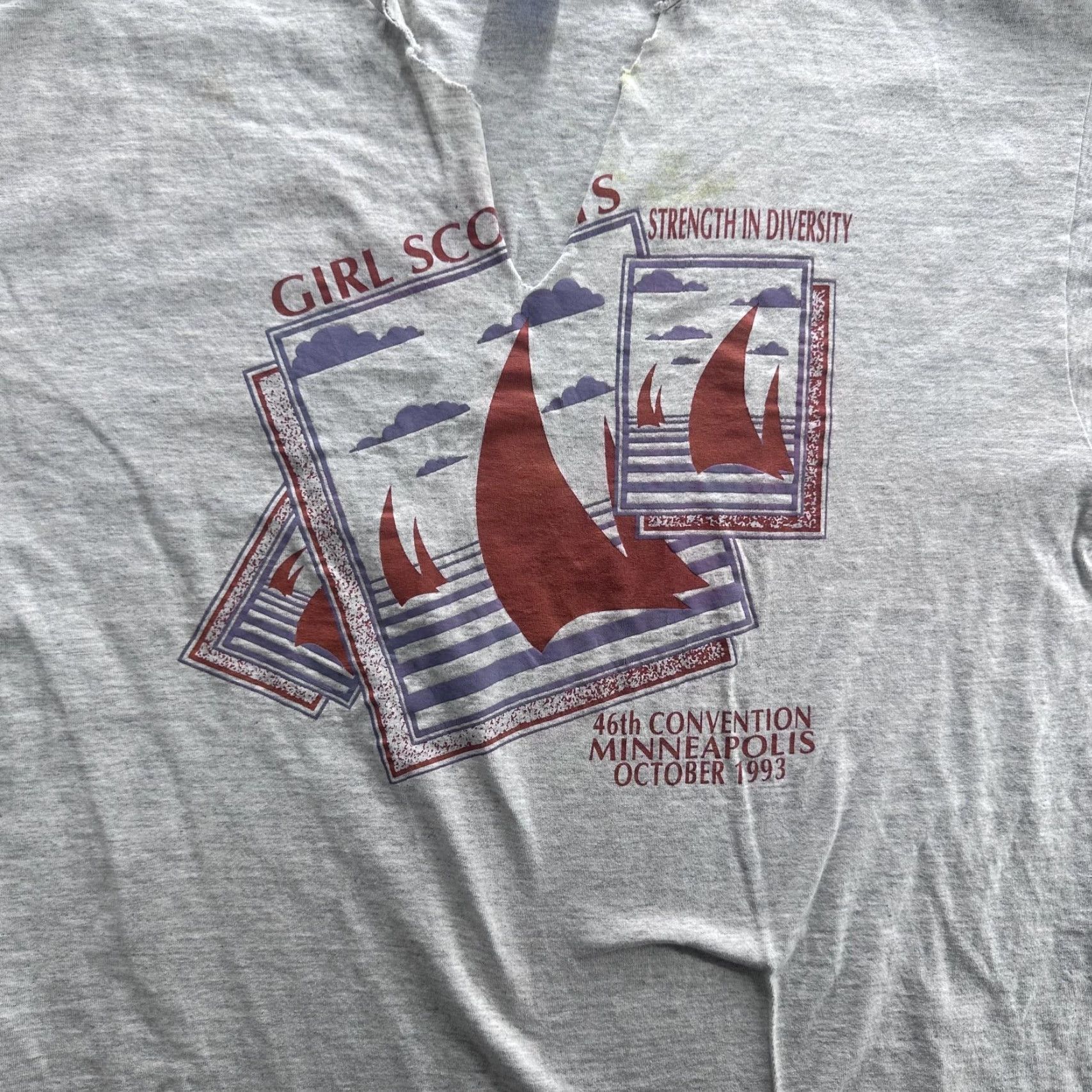 Velva Sheen VINTAGE Girl Scouts Shirt Mens XL 46th Convention Minneapolis 1993 Made USA 90s Gray Size US XL / EU 56 / 4 - 2 Thumbnail
