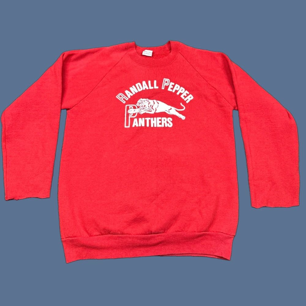 Fruit Of The Loom VINTAGE Fruit of the Loom Randall Pepper Panthers Sweatshirt Mens L Red Crew Neck Knit Pullover Sweatshirt Mens Size US L / EU 52-54 / 3 - 1 Thumbnail