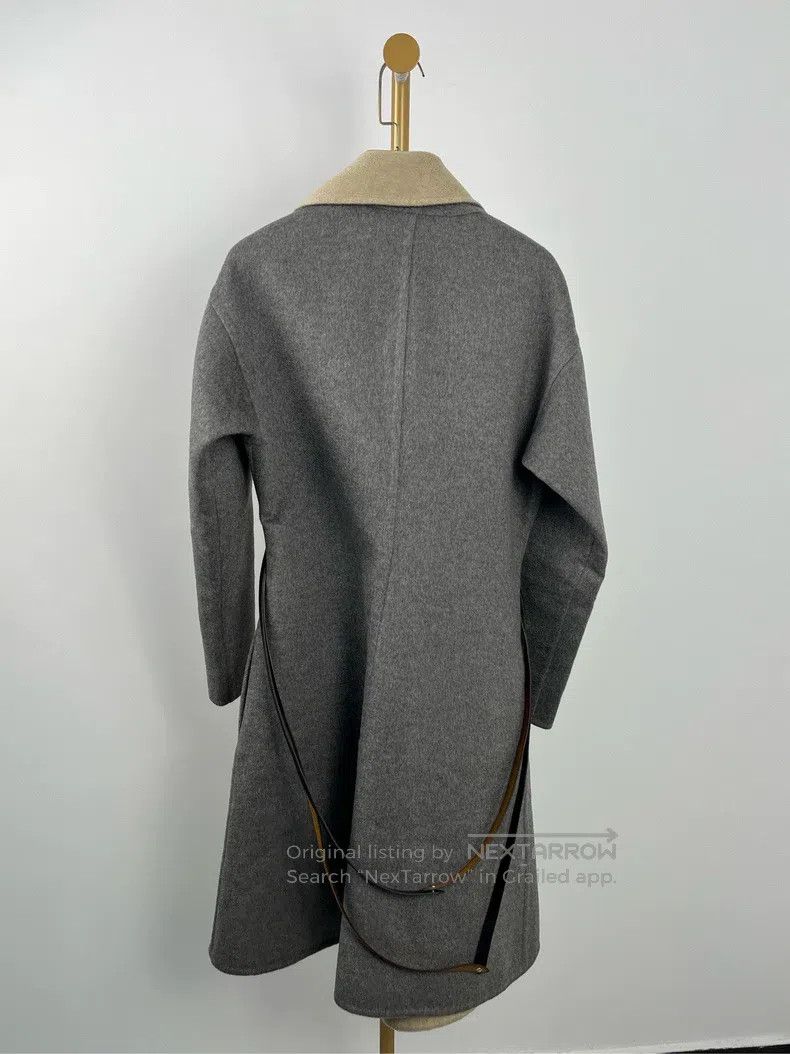 Hermes Hermes Gray Lapel Patchwork Long Sleeve Wool Coat Size XXS / US 00 / IT 34 - 2 Thumbnail
