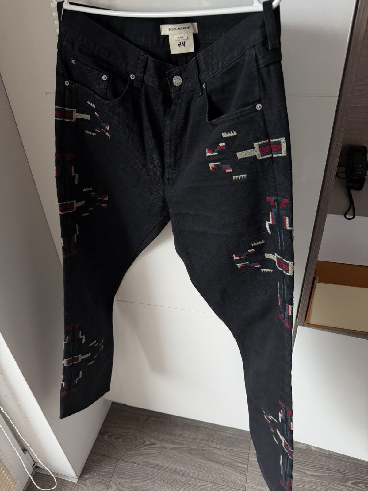 Isabel Marant Isabel Marant x H&M Embroidered Western Black Denim Jeans Size US 33 - 5 Thumbnail