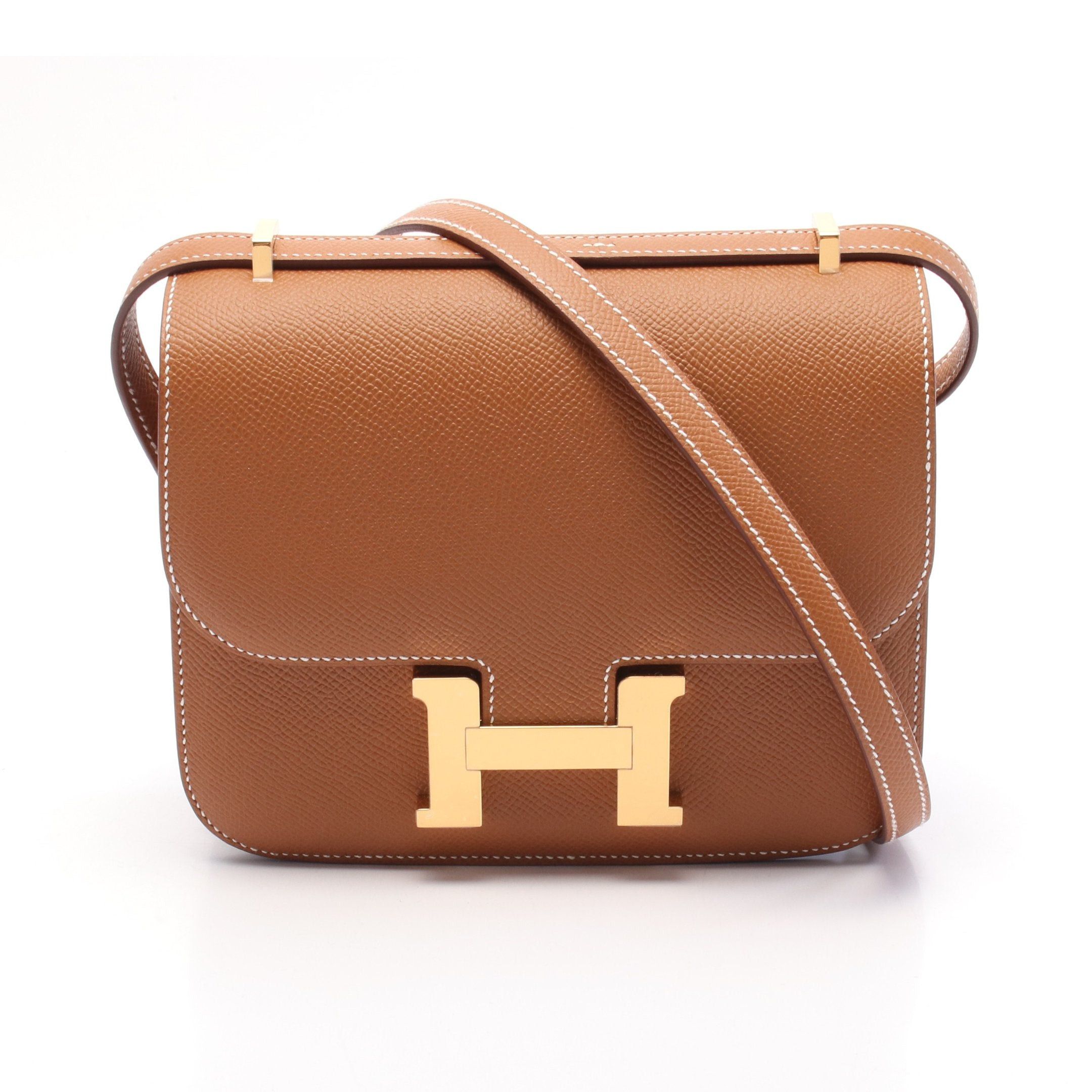 Hermes Constance 3 Mini Gold Shoulder Bag Veau Epsom Brown Hardware Double Engraved