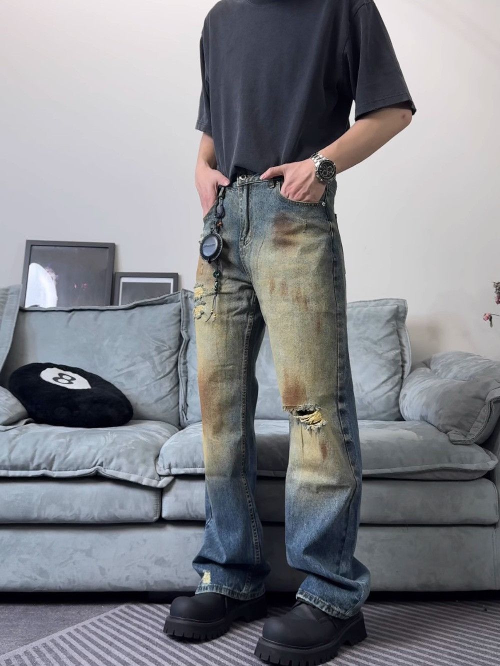 Japanese Brand × Vintage Washed Gradient Jeans Size US 32 / EU 48 - 1 Thumbnail