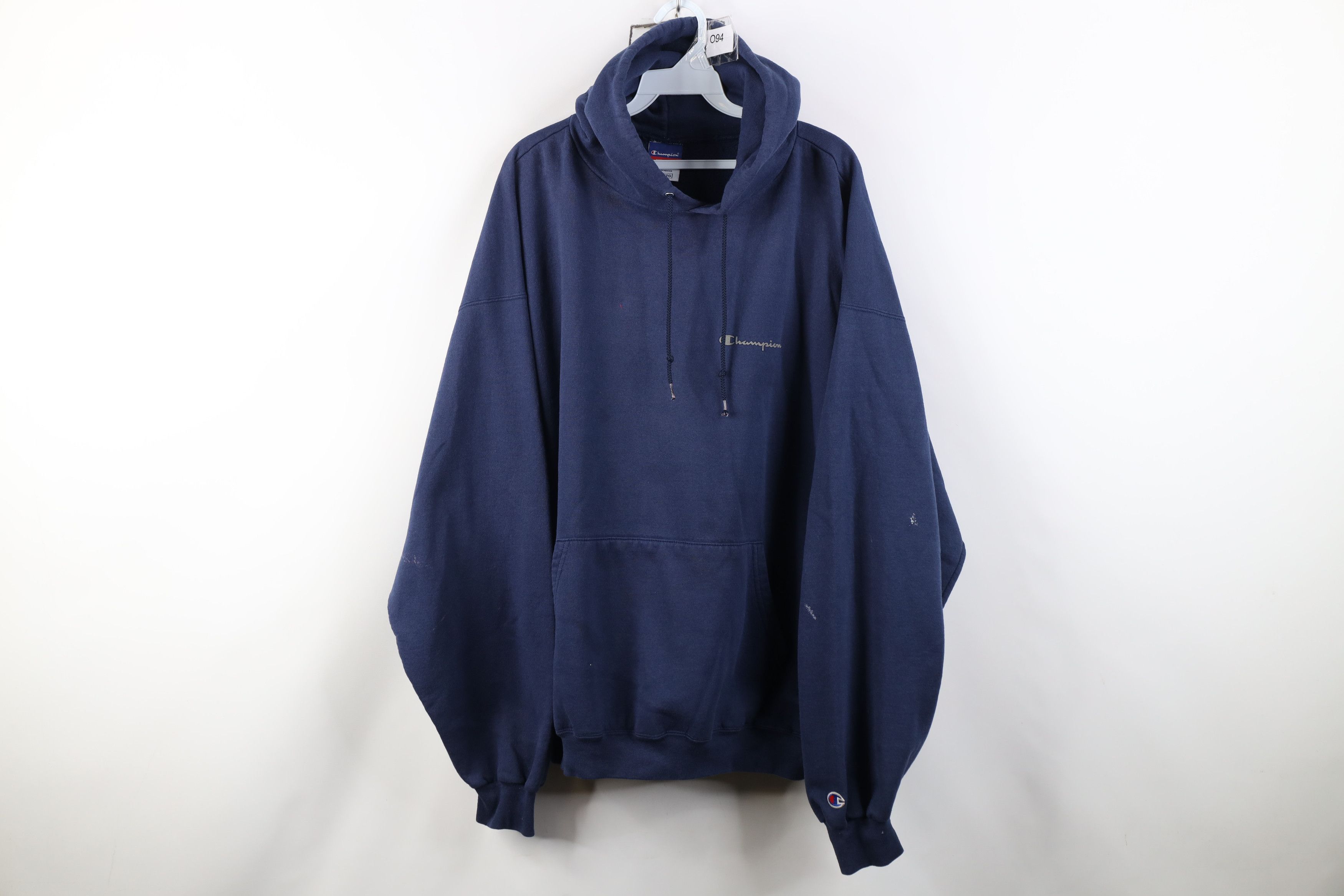 Champion Vintage 90s Champion Spell Out Hoodie Sweatshirt Navy Blue Size US XXL / EU 58 / 5 - 1 Thumbnail