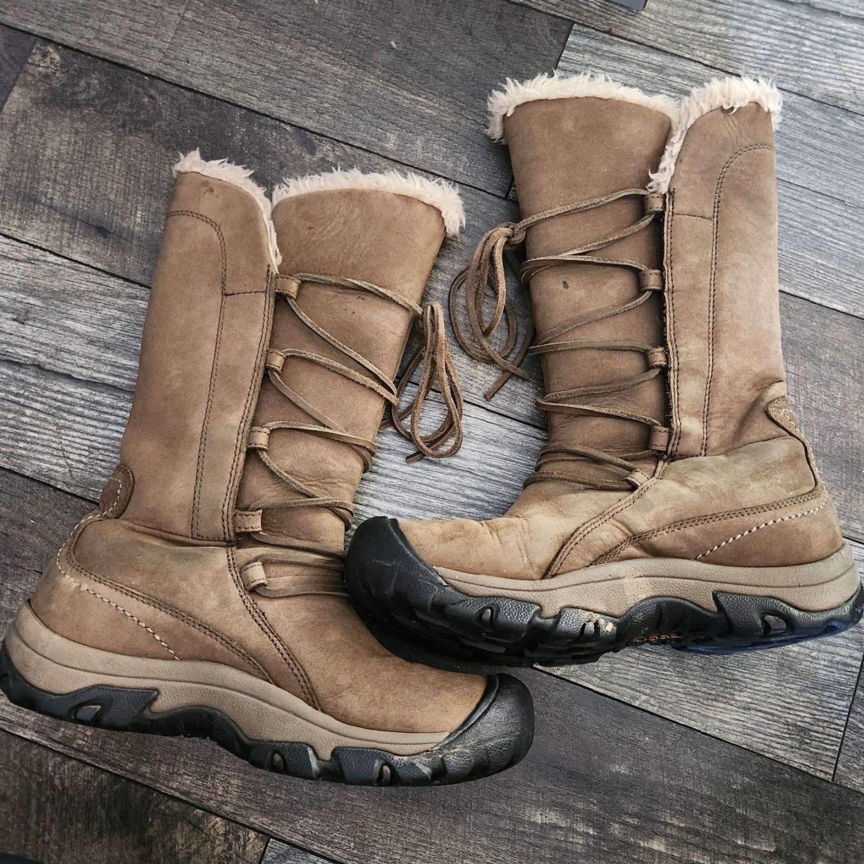 KEEN VINTAGE KEEN Womens 6.5 Waterproof Brown Leather Lace Up Boots Snow Warm Dry Keen Size US 7 / IT 37 - 6 Thumbnail