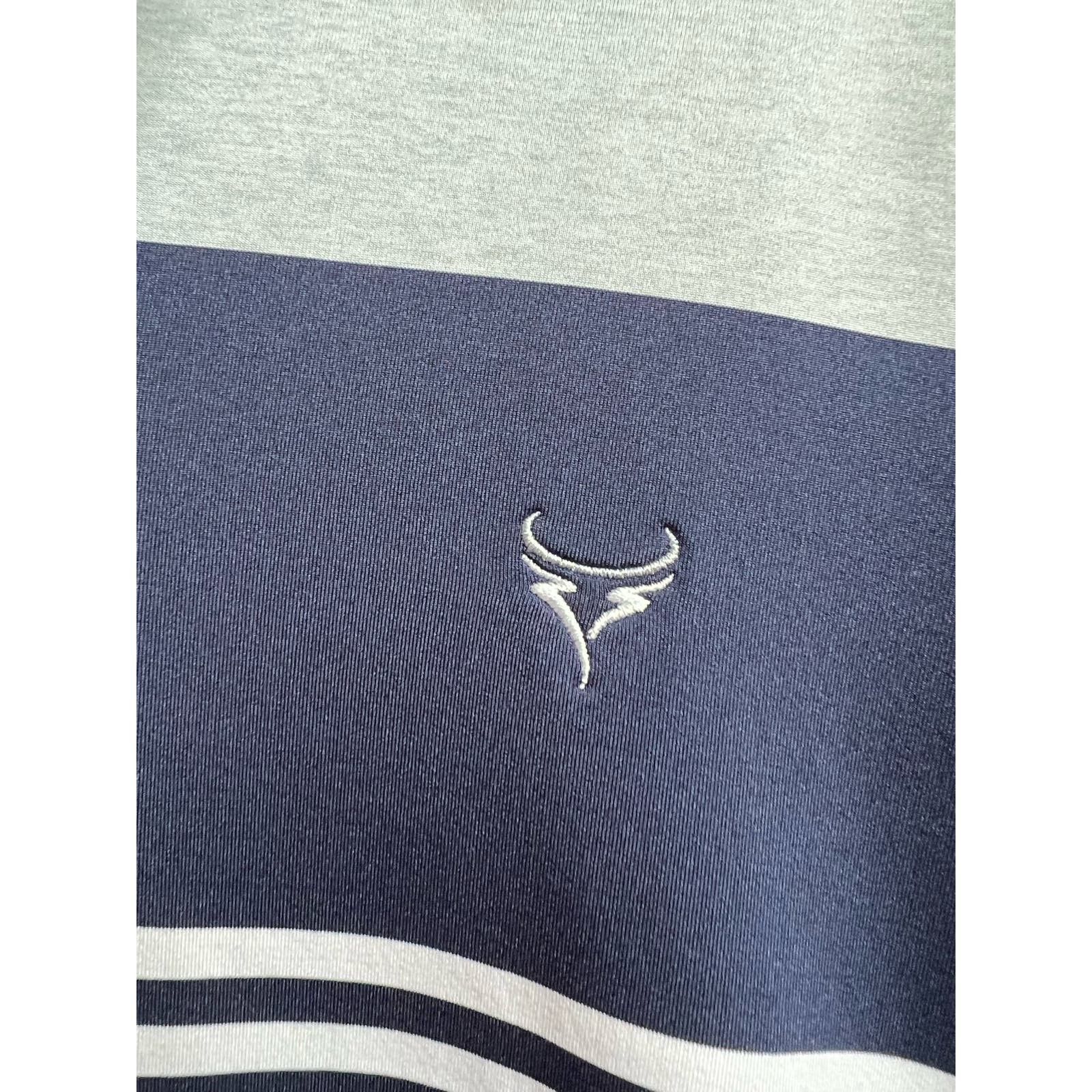 Footjoy Footjoy Gray Blue Color Block Stripes Short Sleeve Polo Size US L / EU 52-54 / 3 - 7 Thumbnail