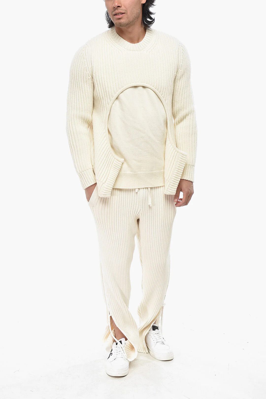 Off-White og1mm0526 Cotton Blend Sweater in White Size US M / EU 48-50 / 2 - 4 Thumbnail