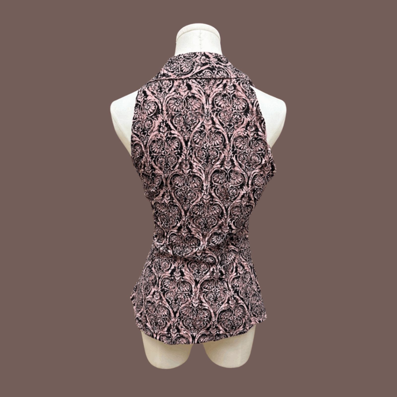 Vintage VTG Damask Halter Top | INC Pink Velvet | Y2K Clubcore Size M / US 6-8 / IT 42-44 - 2 Thumbnail
