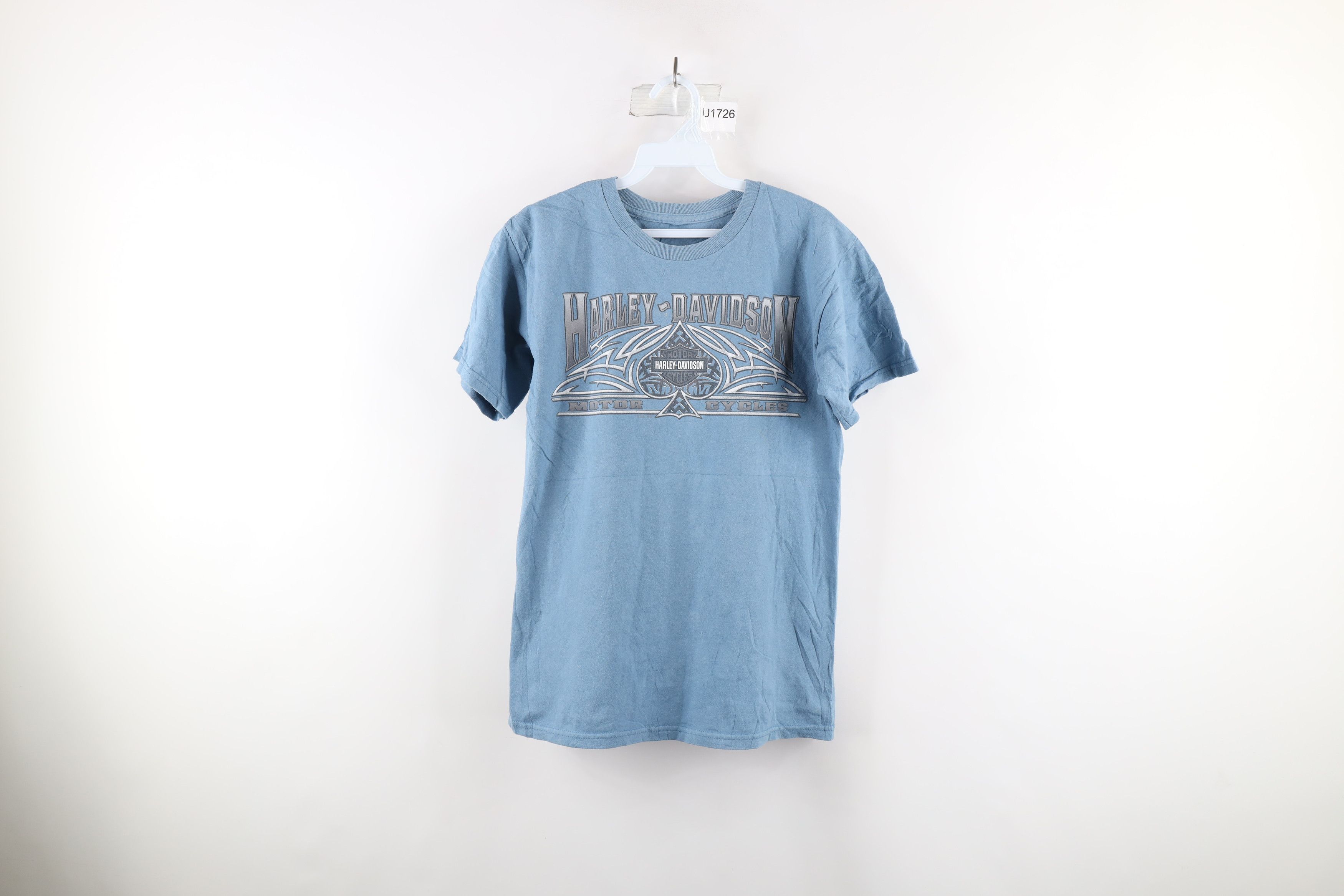 Harley Davidson × Vintage Vintage Harley Davidson Spell Out Spades Tribal T-Shirt Size US S / EU 44-46 / 1 - 1 Thumbnail