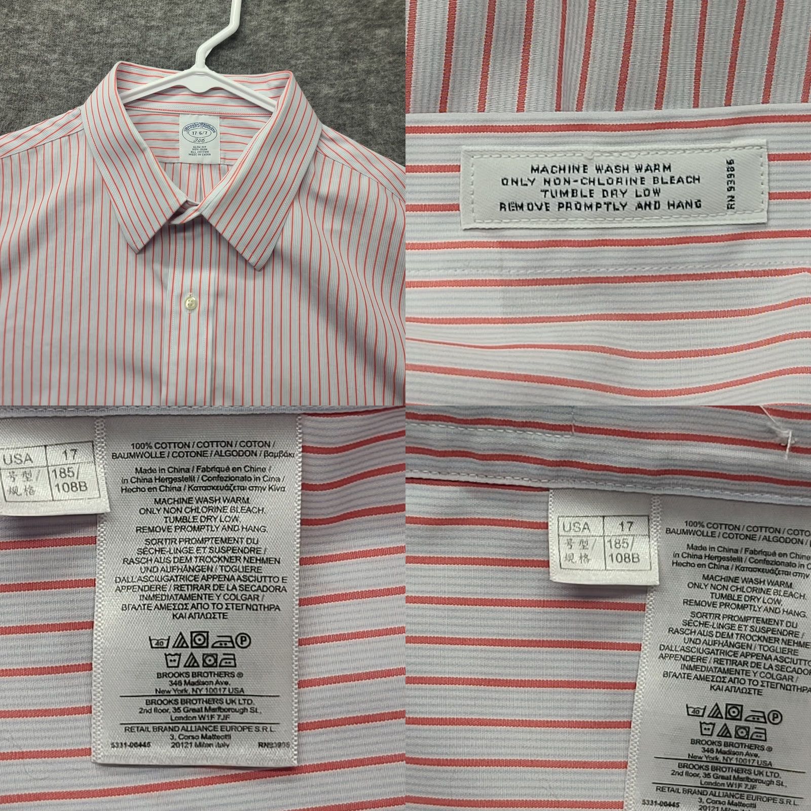 Brooks Brothers Brooks Brothers 346 Shirt Slim Fit Long Sleeve Button-Up Cotton Red Mens 17 Regular Non-Iron Size US XL / EU 56 / 4 - 8 Thumbnail