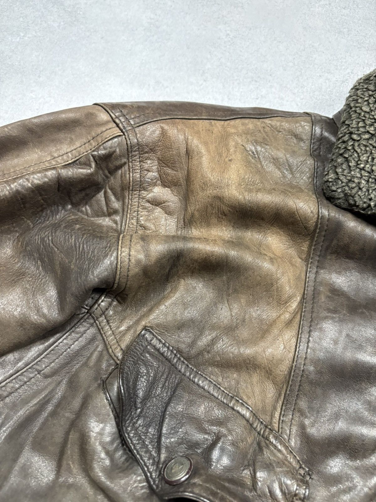 Vintage 80s Vintage Leather Aviator Bomber Jacket Sherpa Lined Size US XL / EU 56 / 4 - 8 Thumbnail
