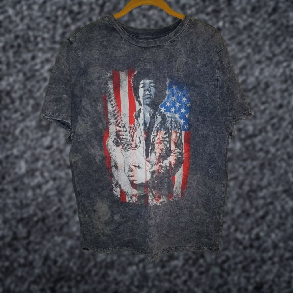 Vintage VINTAGE Mens L Jimi Hendrix Patriotic T-Shirt Stone-Washed Jeans Karl Ferris Collection Size US L / EU 52-54 / 3 - 1 Thumbnail