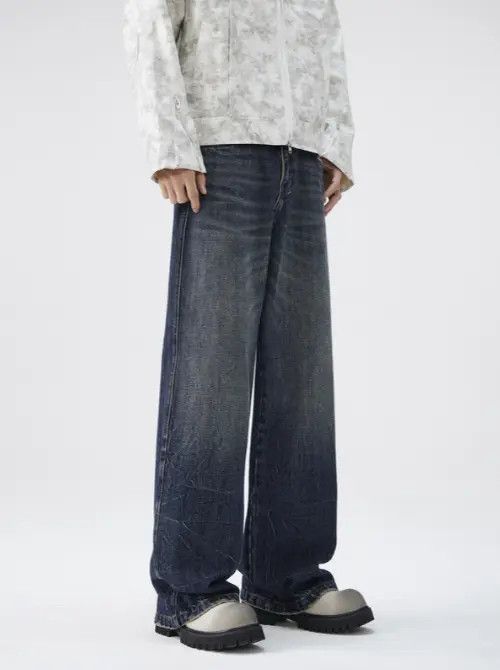 VIBE Vintage washed tie-dyed distressed cracked straight jeans Size US 32 / EU 48 - 6 Thumbnail