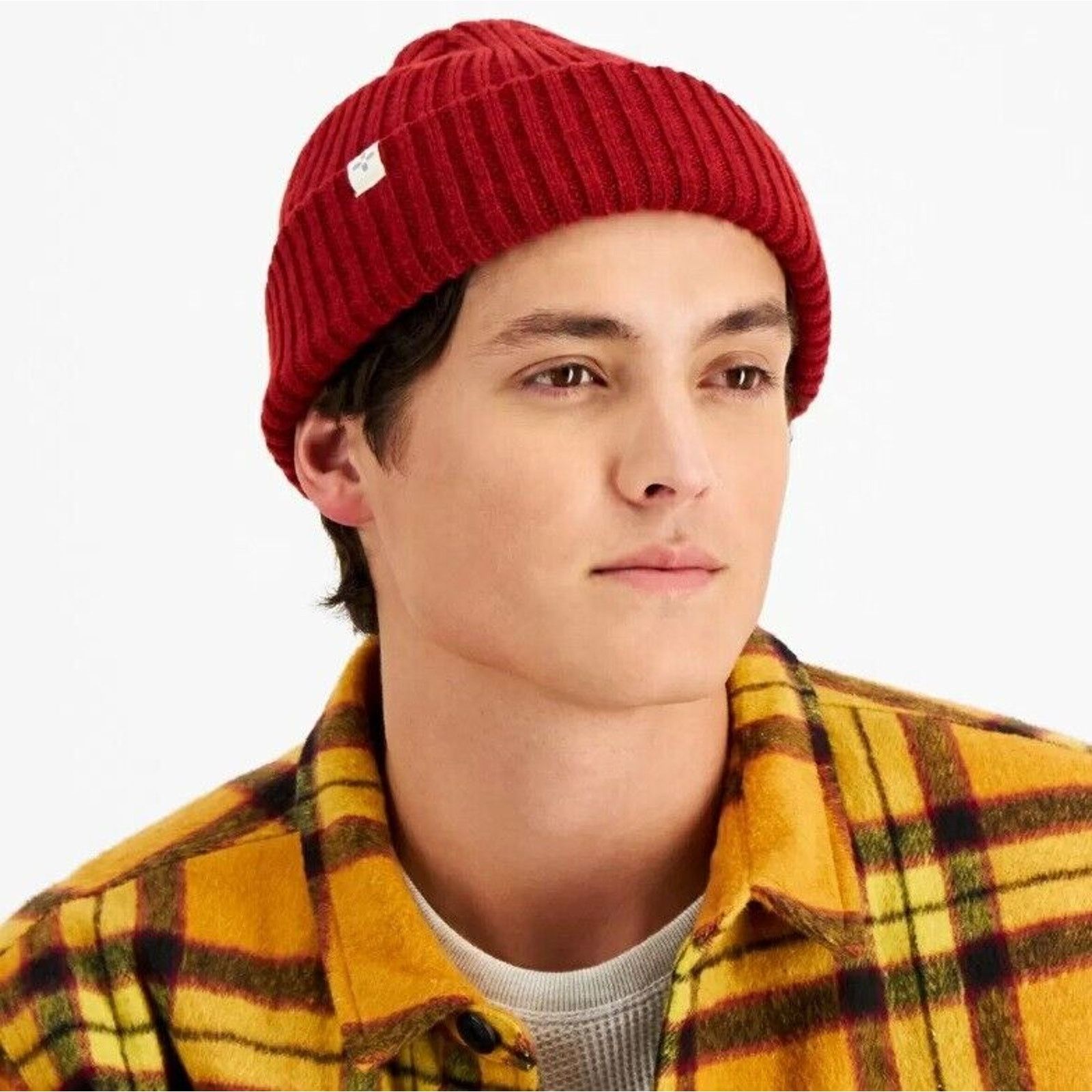 The Unbranded Brand Sun + Stone Men's Burgundy Double Knit Beanie Hat One Size Size ONE SIZE - 1 Thumbnail
