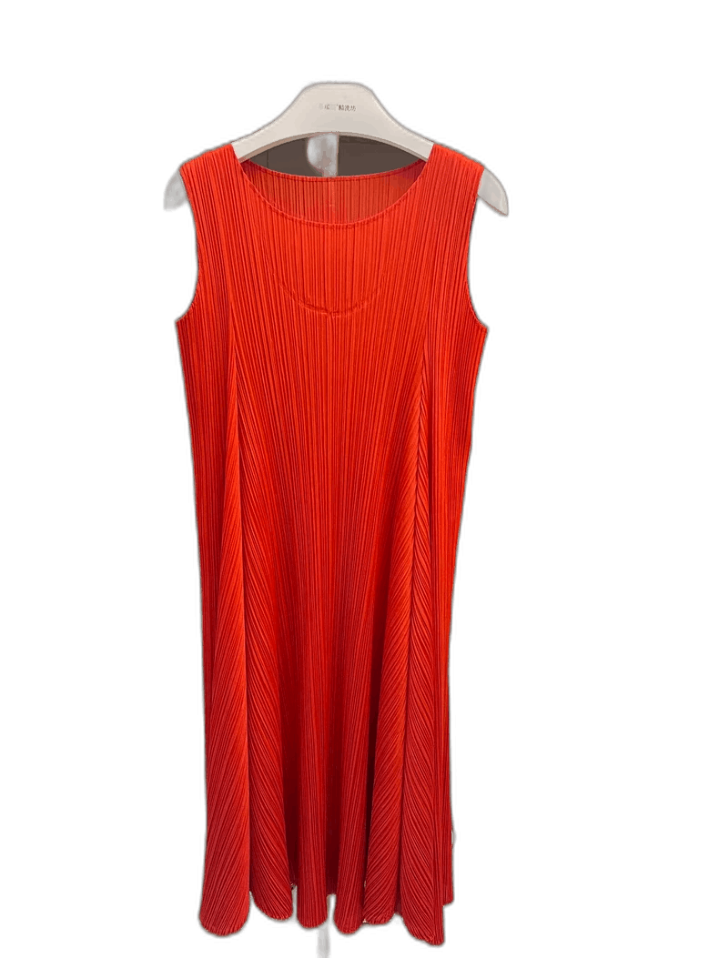 Issey Miyake Issey Miyake Pleated Dress in Orange Red-yf Size 22" - 1 Thumbnail