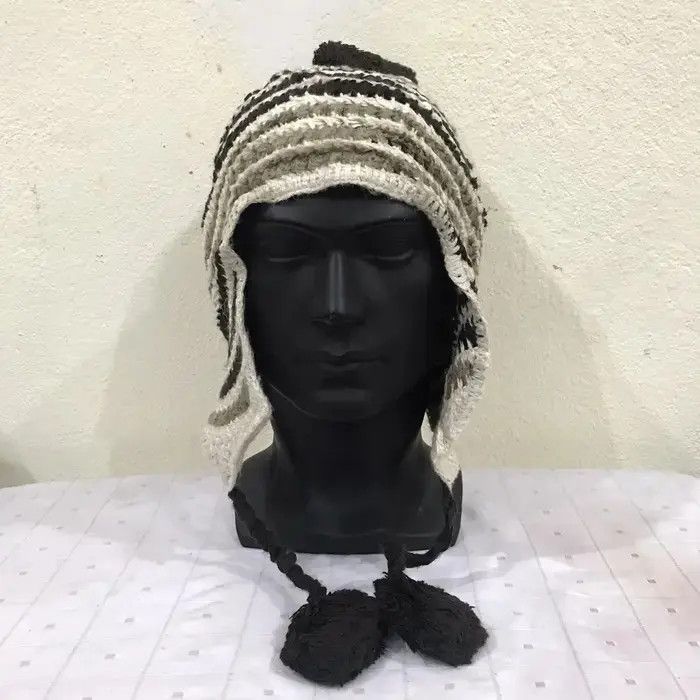 Adidas × Vintage Adidas Stripe Design Earflap Beanie Hat Size ONE SIZE - 3 Thumbnail