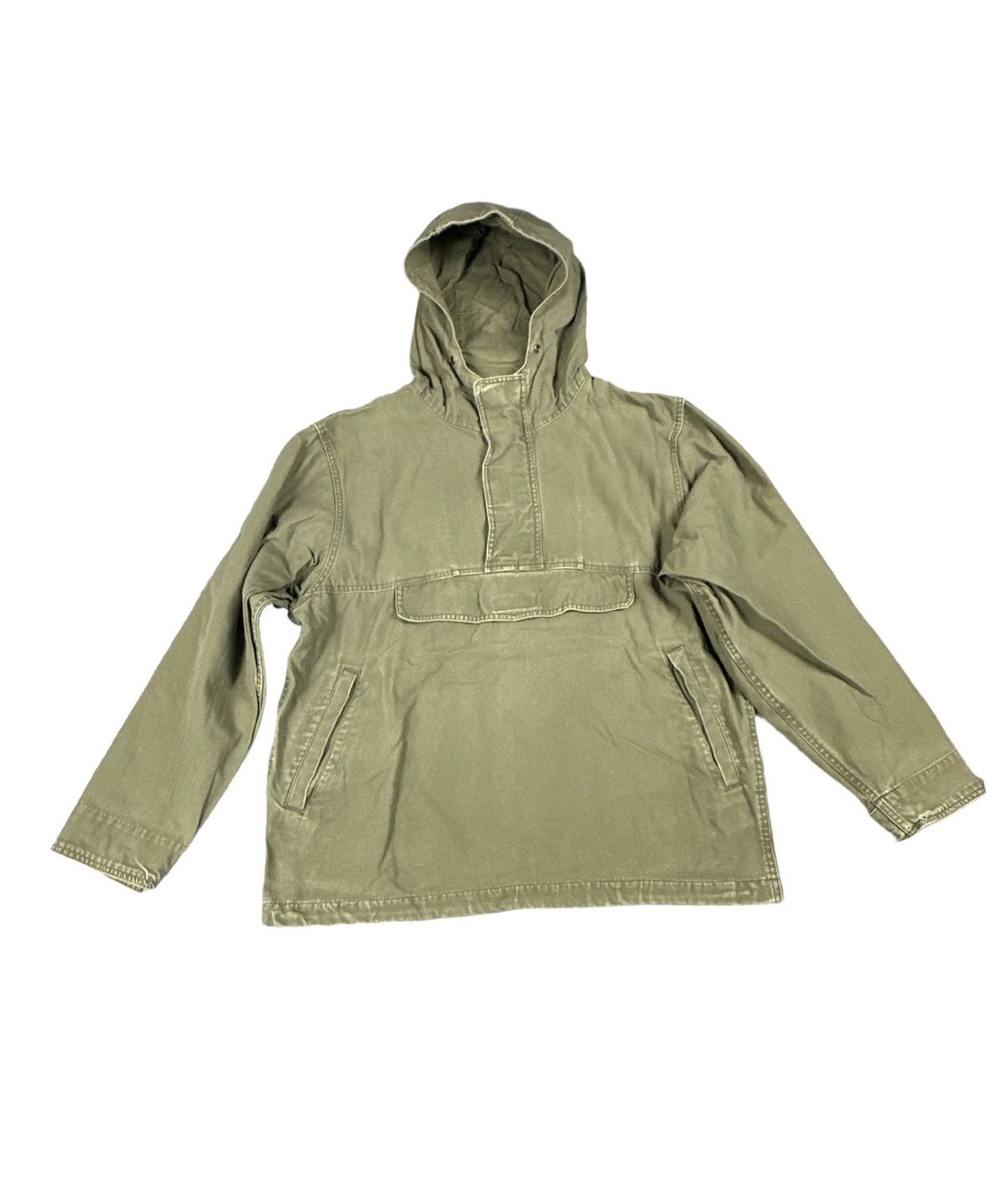 image of Dog House Anorak Jacket Military Design With Hoodie in Army Green, Men's (Size Medium)