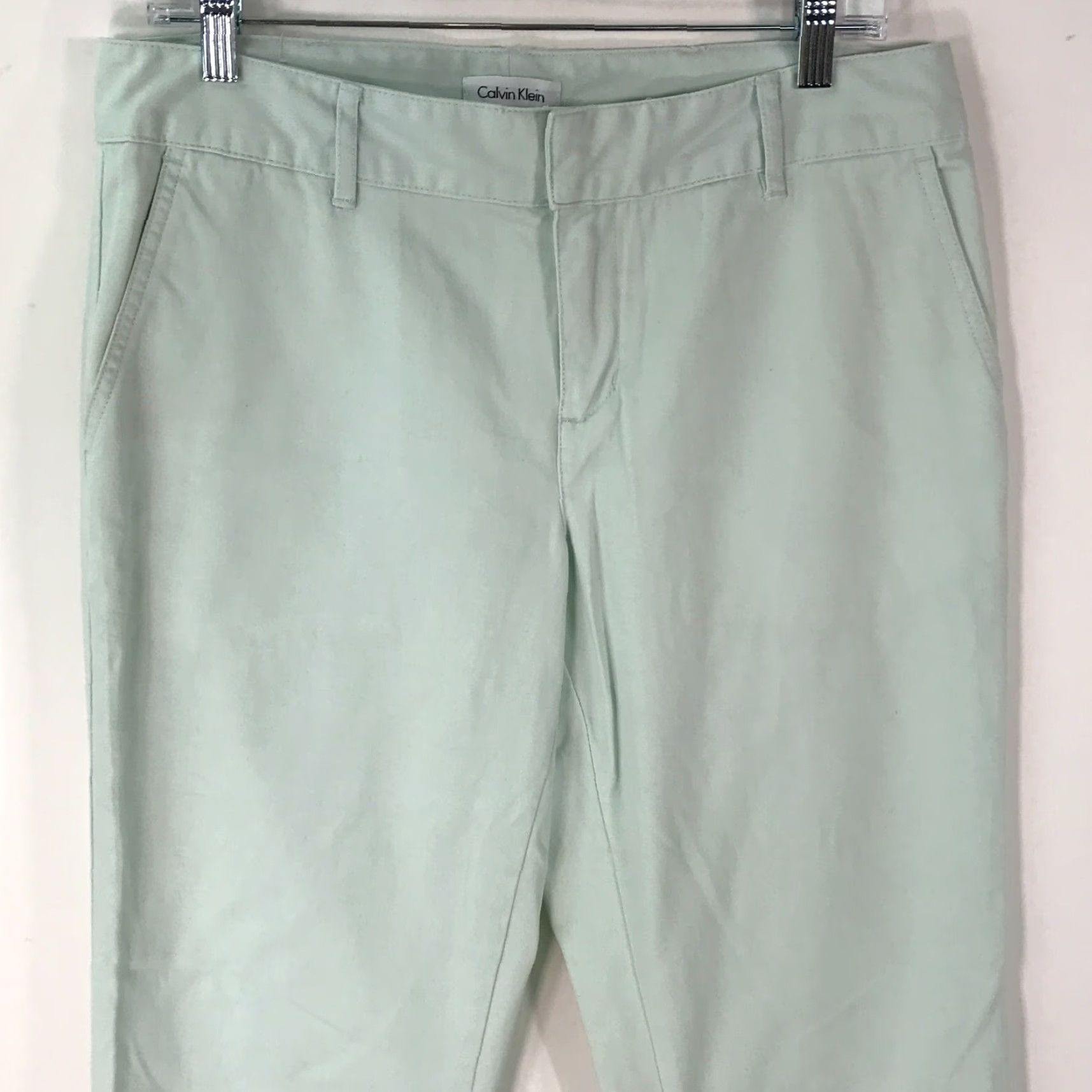Calvin Klein Calvin Klein Dress Pant Women Flat Front Pista Green Size 8 100% Cotton Casual Trousers Pants Size 30" / US 8 / IT 44 - 3 Thumbnail