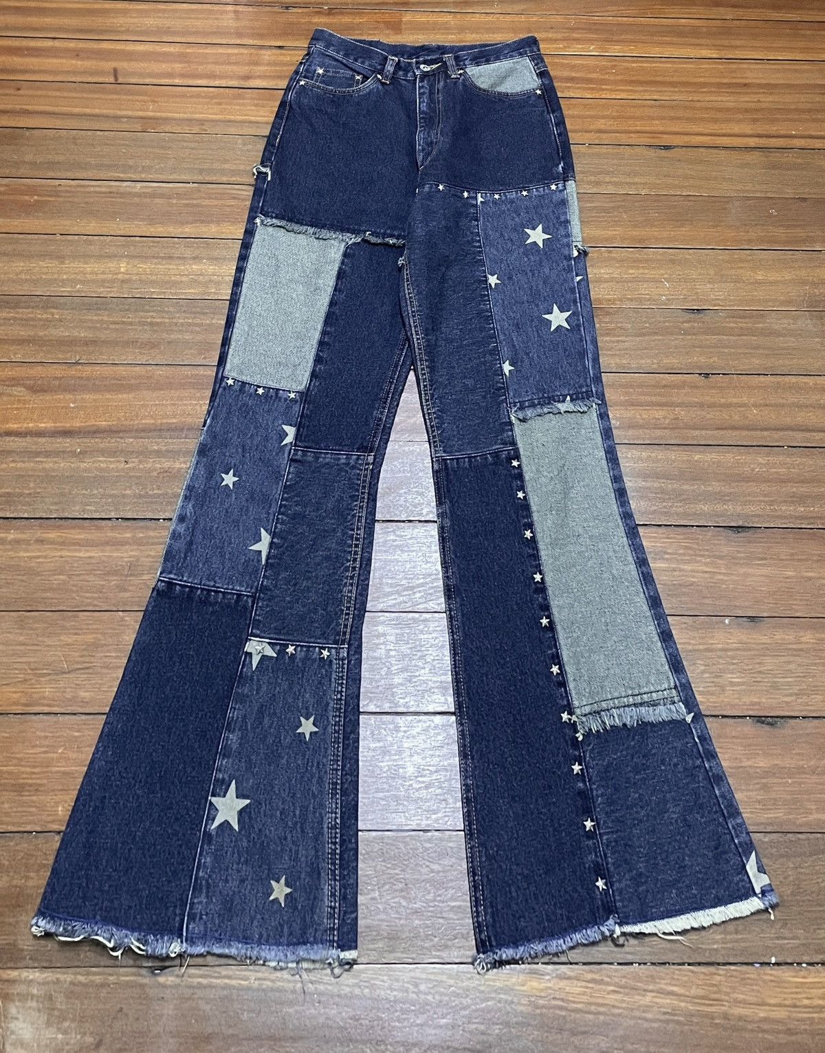 Japanese Brand × Vintage Rare Design Vintage Brand CAT Patchwork Jeans 1990s Size US 26 / EU 42 - 1 Thumbnail
