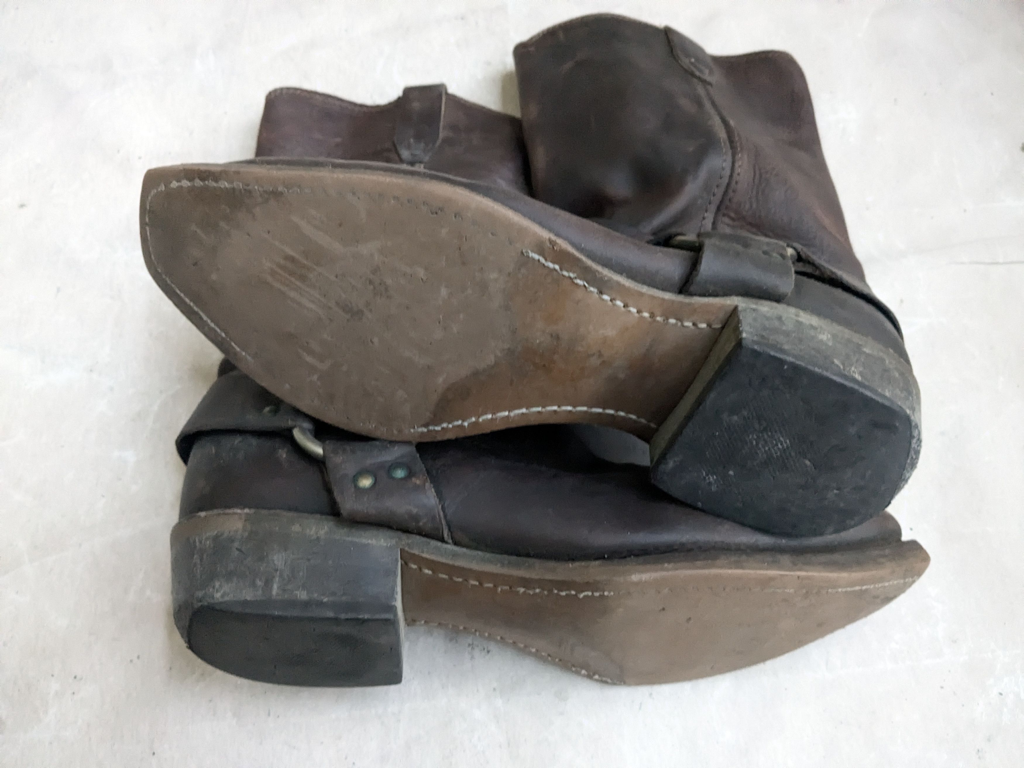 Genuine Leather Harness Boots Brown Leather 10 M Leather Buckle Size US 10 / EU 43 - 12 Thumbnail
