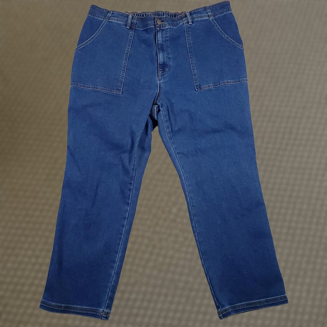Vintage Knox Rose Jeans Women's 2X Plus Elastic Waist Straight Medium Wash 44X30 Jeans Size 40" / US 18 - 1 Thumbnail