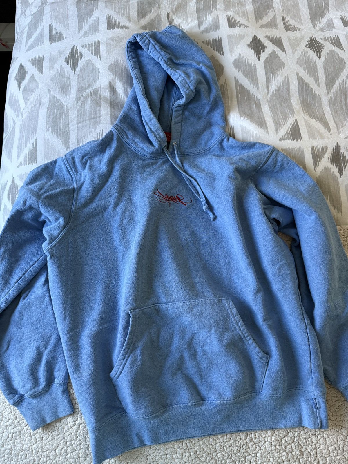 Supreme Fw17 Supreme Box Logo Hoodie Ice Blue Supreme Tag Logo
