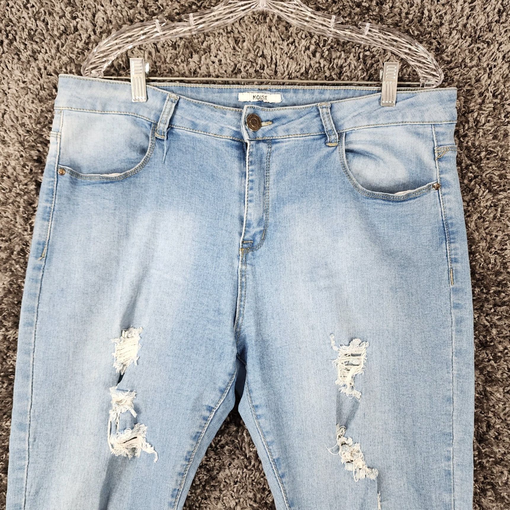 Vintage Moist Jeans Skinny Distressed Light Wash Women 36 Inseam 28in Blue Womens Medium? Size 25" / US 0 / IT 36 - 2 Thumbnail