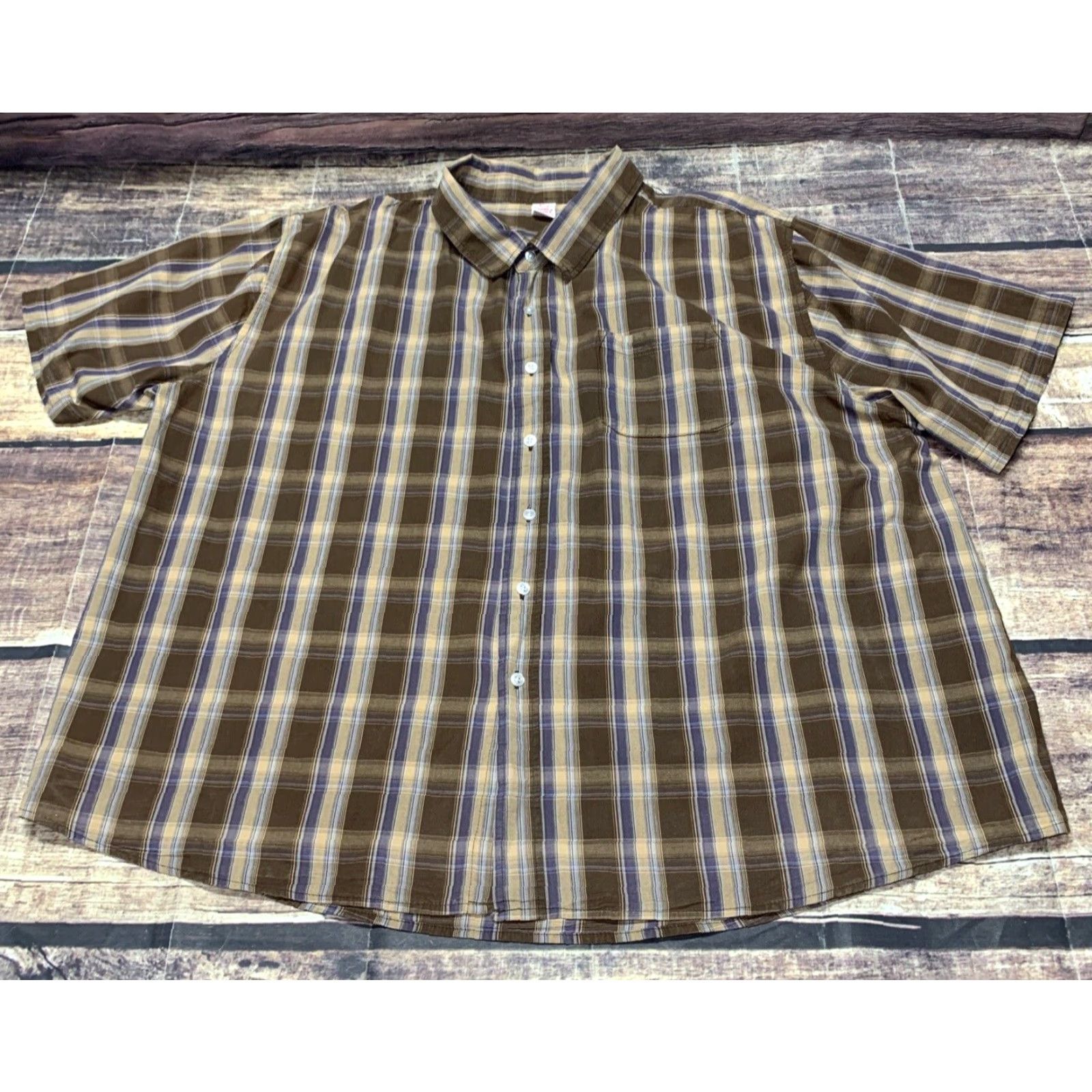 Rails Open Trails Mens Short Sleeve Shirt XXXL Brown Blue Tan Plaid Button Up Shirt Size US XXL / EU 58 / 5 - 2 Thumbnail