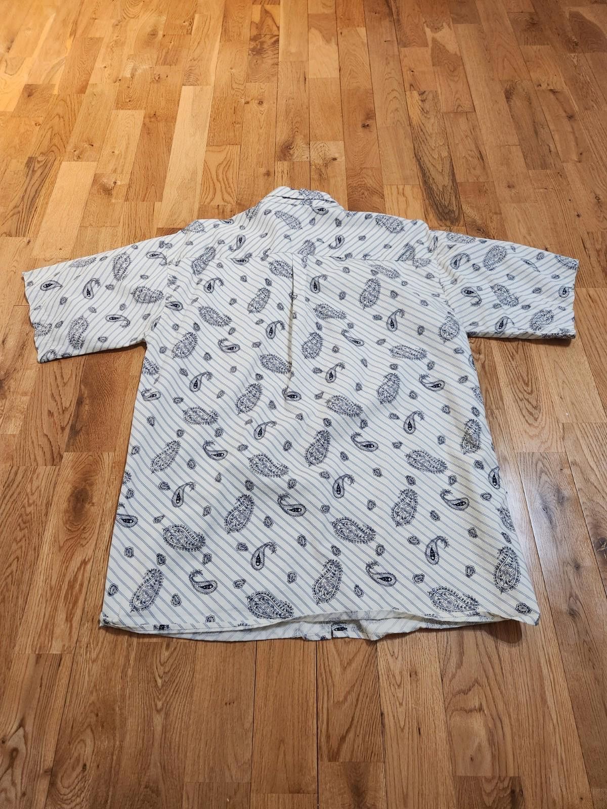 Designer Vintage Ferruche Paisley Button Up Shirt White Men's Large Size US L / EU 52-54 / 3 - 3 Thumbnail