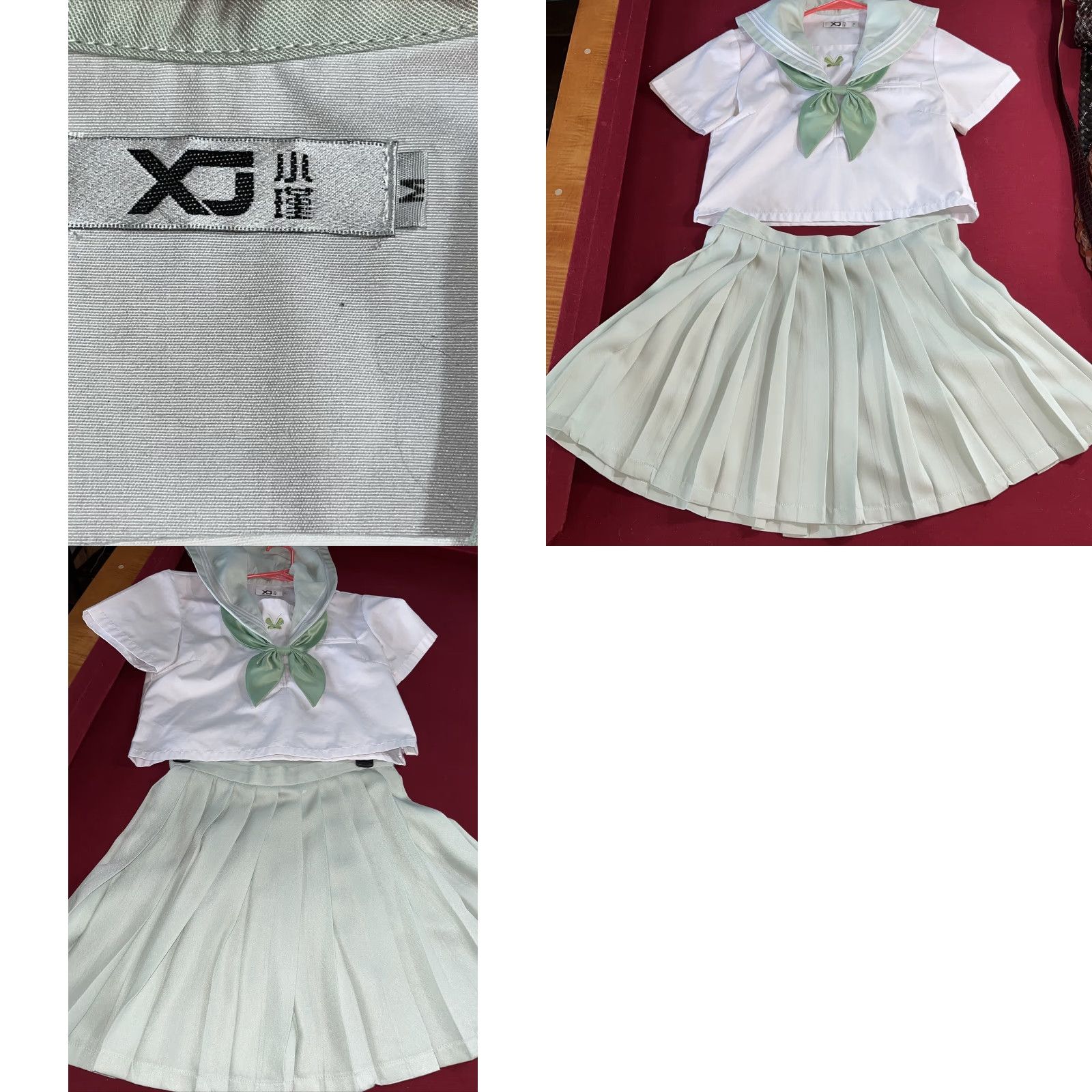 Vintage GREEN Anime UNIFORM pleated SKIRT WHITE SAILOR shirt OUTFIT Cosplay Japanese MED Size M / US 6-8 / IT 42-44 - 9 Thumbnail