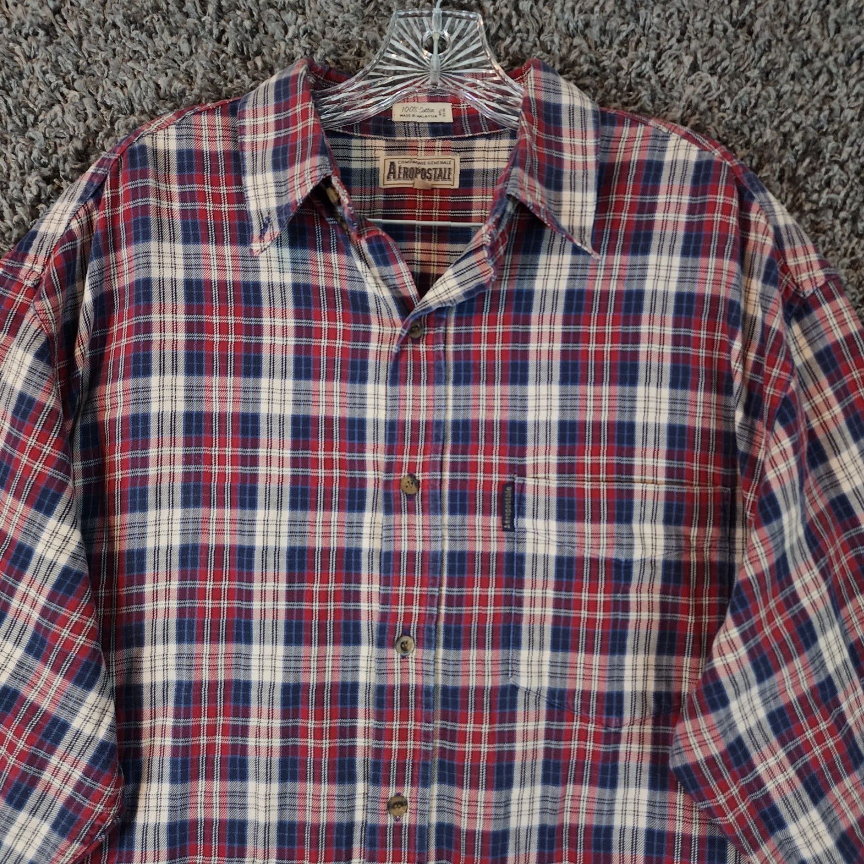 Vintage VINTAGE? Aeropostale Shirt Men Long Sleeve Button-Up Plaid Red Blue Size L Men Size US L / EU 52-54 / 3 - 3 Thumbnail