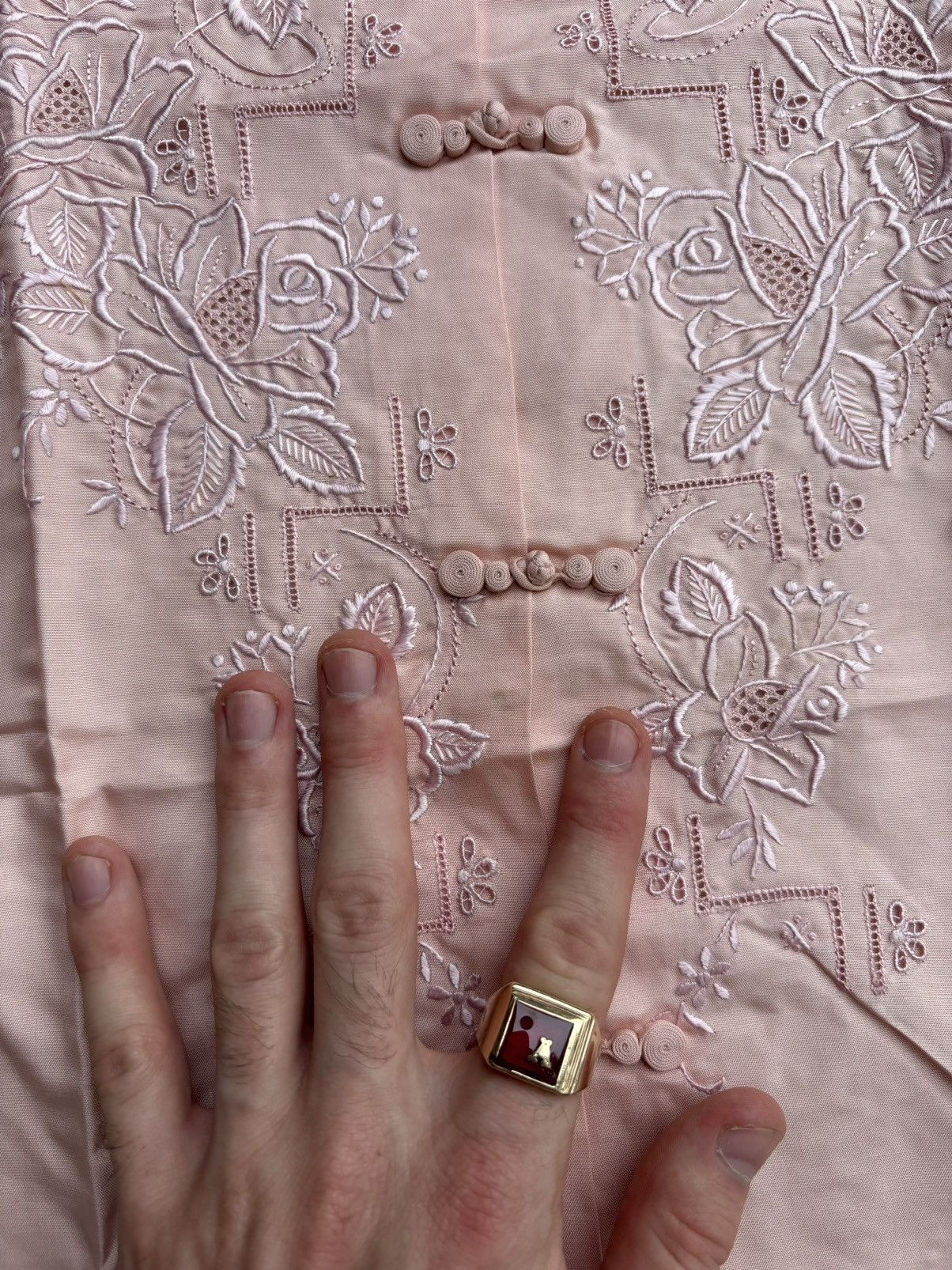 Vintage Vintage Hand Embroidered Silk Short Sleeve Chinese Mandarin Size M / US 6-8 / IT 42-44 - 4 Thumbnail