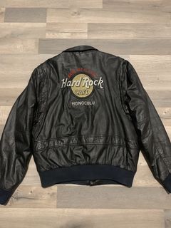 Vintage Leather Bomber Jacket Hard Rock Cafe Orlando XL Black Convertible  Vest