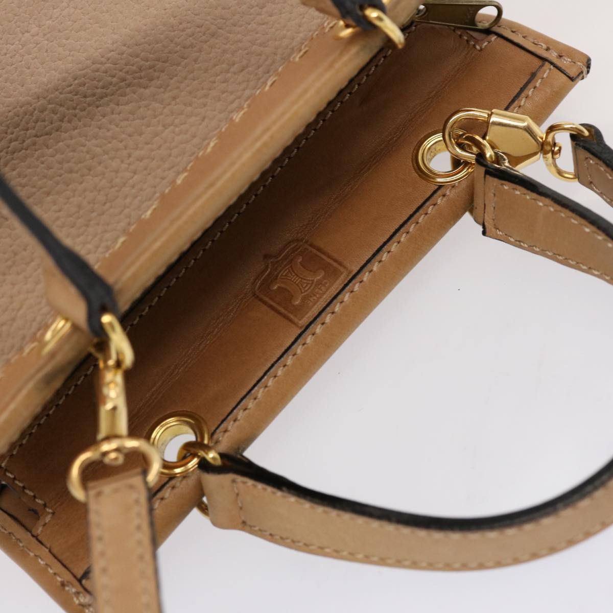 Celine CELINE Hand Bag Leather Beige Size ONE SIZE - 6 Thumbnail