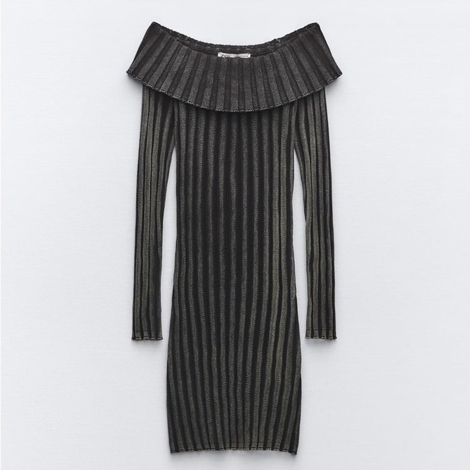 Zara ZARA BLOGGER FAVORITE OFF-THE-SHOULDER ACID WASH KNIT DRESS Size S / US 4 / IT 40 - 7 Thumbnail