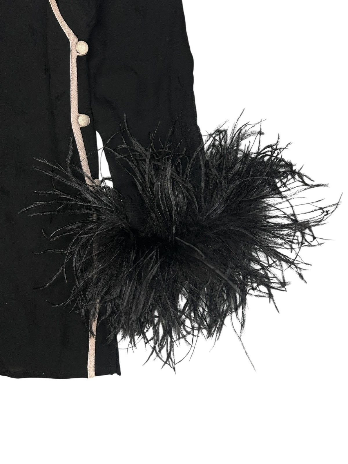 Prada S/S 17 Feather Trim Silk Top Size M / US 6-8 / IT 42-44 - 4 Thumbnail