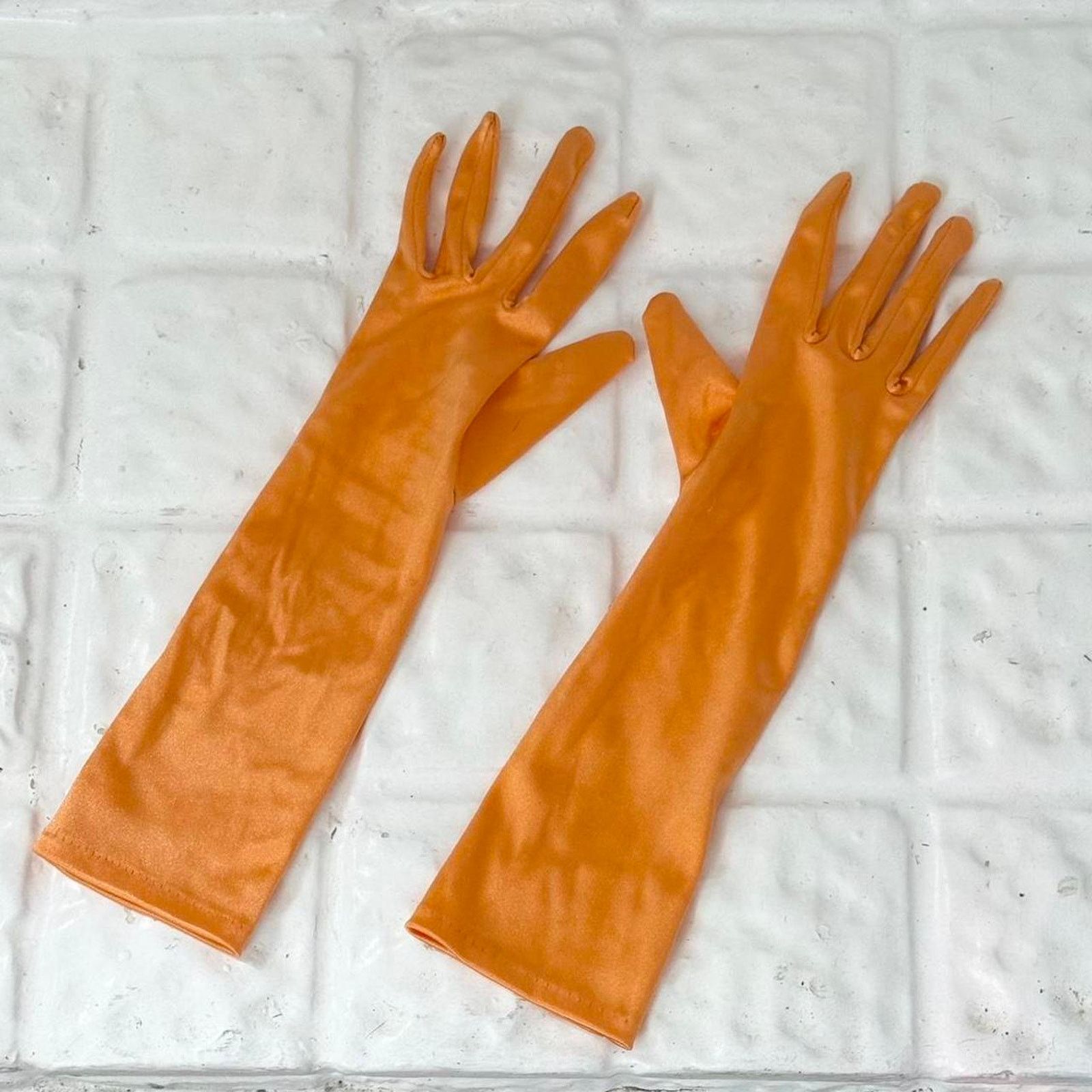Other 𓆩♡𓆪 ORANGE SATIN SHORT GLOVES 𓆩♡𓆪 Size ONE SIZE - 1 Thumbnail