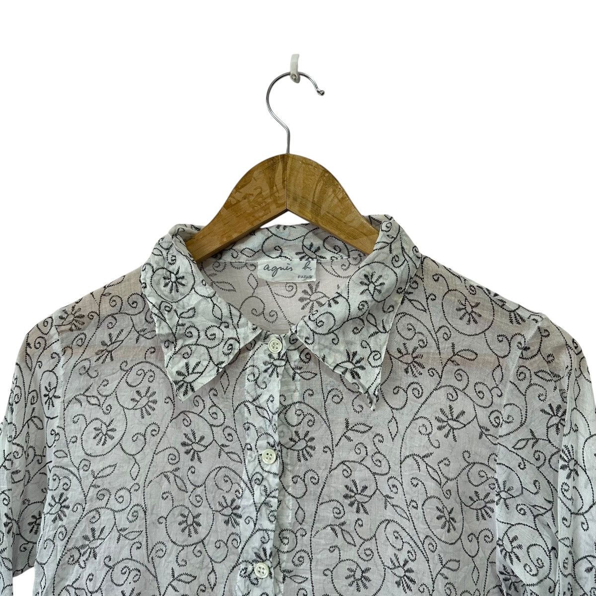 agnes b. Vtg Agnes B Paris Sheer Embroidered Floral Button Up Shirt Size S / US 4 / IT 40 - 3 Thumbnail