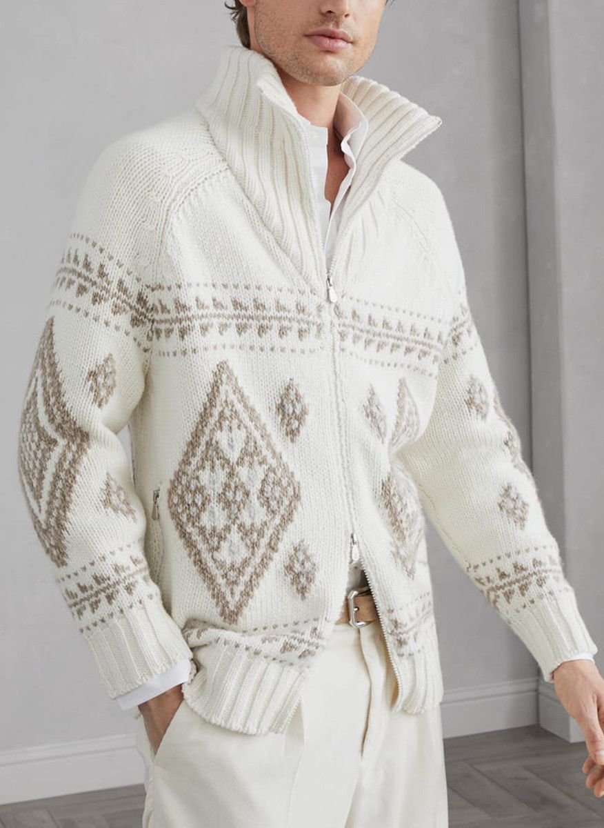Brunello Cucinelli o1w1db10326 Cashmere Cardigan in White Size US S / EU 44-46 / 1 - 1 Thumbnail