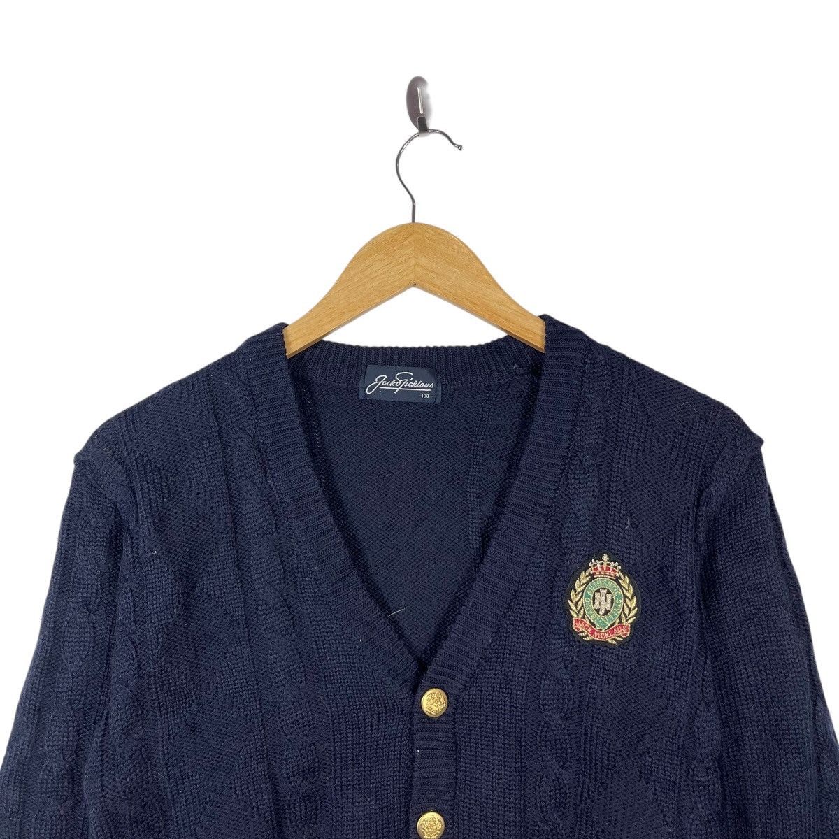Vintage Jack Nicklaus Cable Knit Cardigan Navy Crest Gold Button Size S / US 4 / IT 40 - 2 Thumbnail