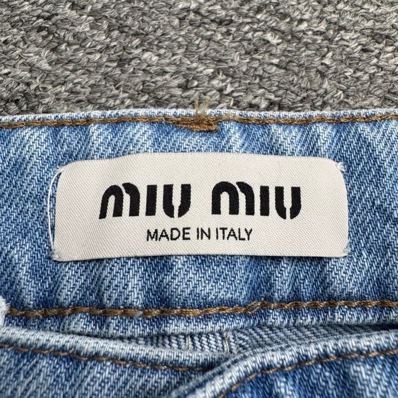 Miu Miu miumiu embroidered letter denim pants. Size 35" - 3 Thumbnail