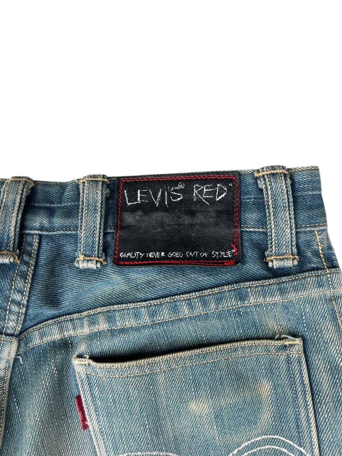 Levi's 2004 Levi’s Red Dirty Mud Stains Denim Patchwork Jeans Thick Size US 29 - 19 Thumbnail